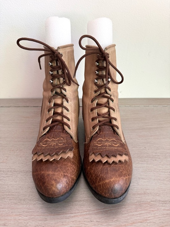 Vintage Ariat 2056 A2 Competitor Heritage Laced Boots Two Tone Kiltie Mens 7.5 main image 11